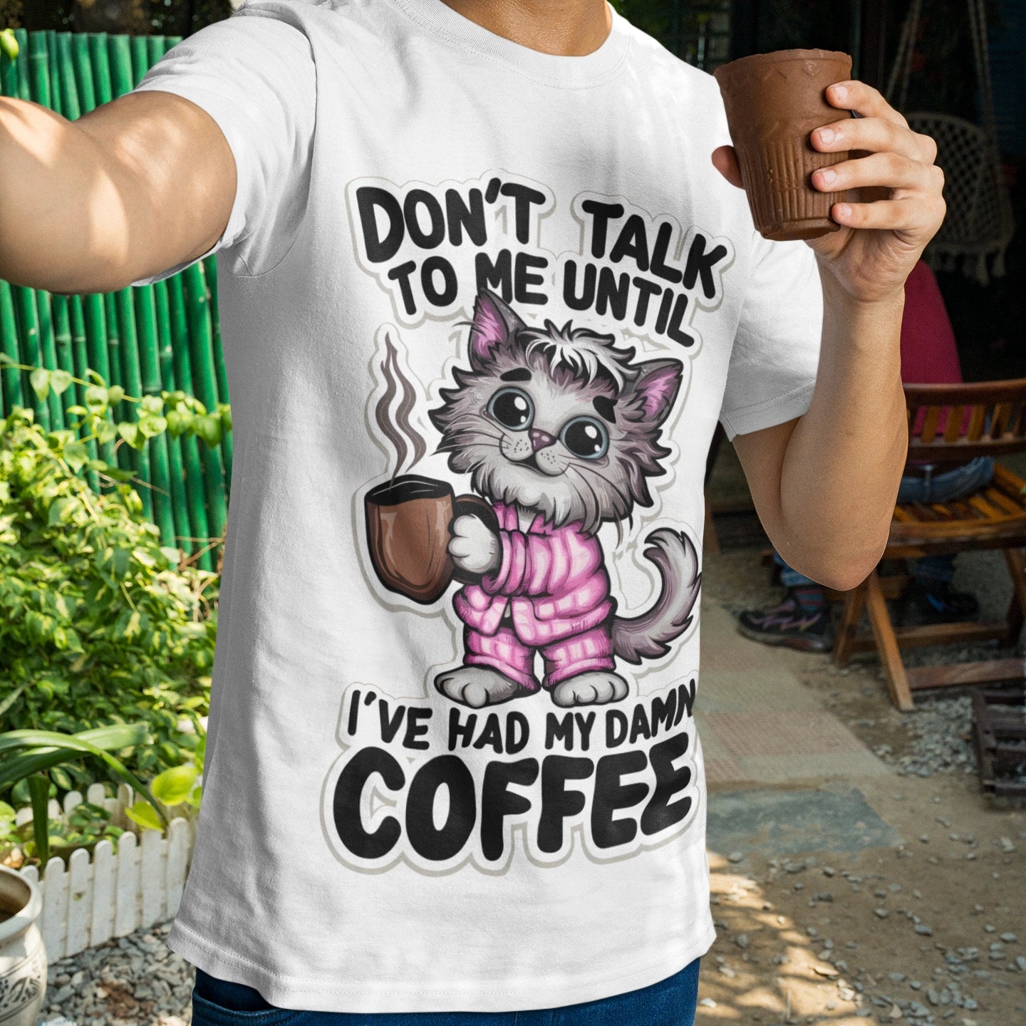 don't talk to me until i've had my damn coffee t shirt