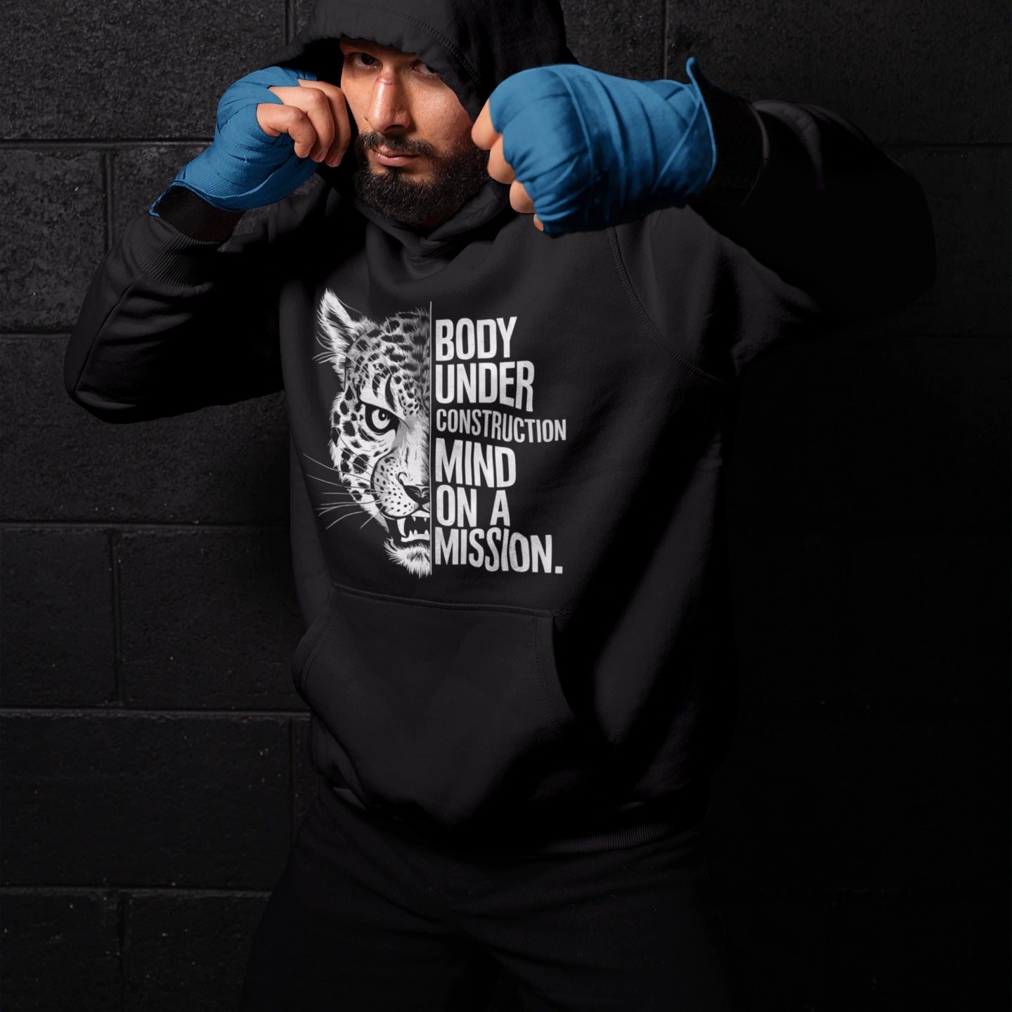 body under construction mind on a mission fitness hoodie