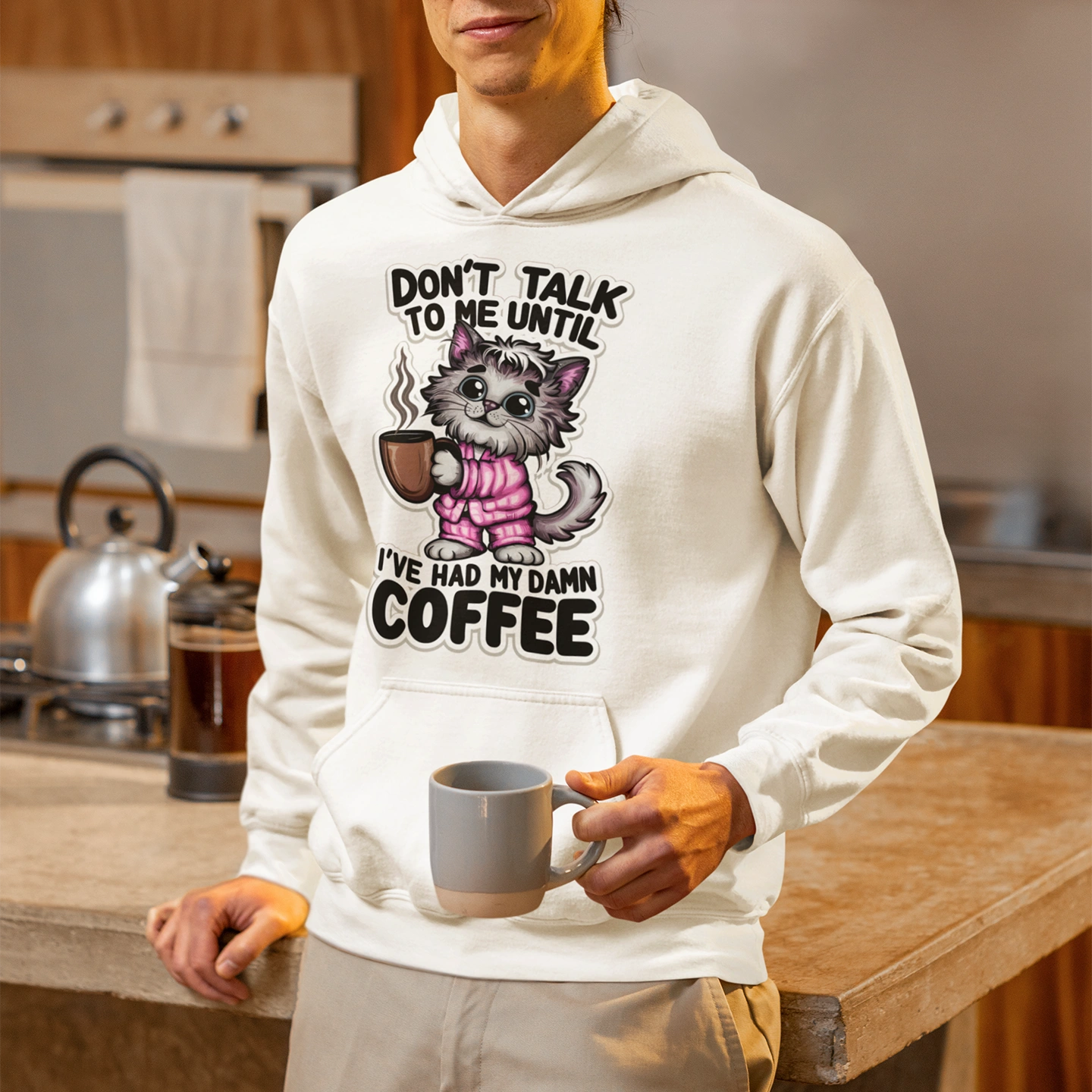 don't talk to me until i've had my damn coffee hoodie