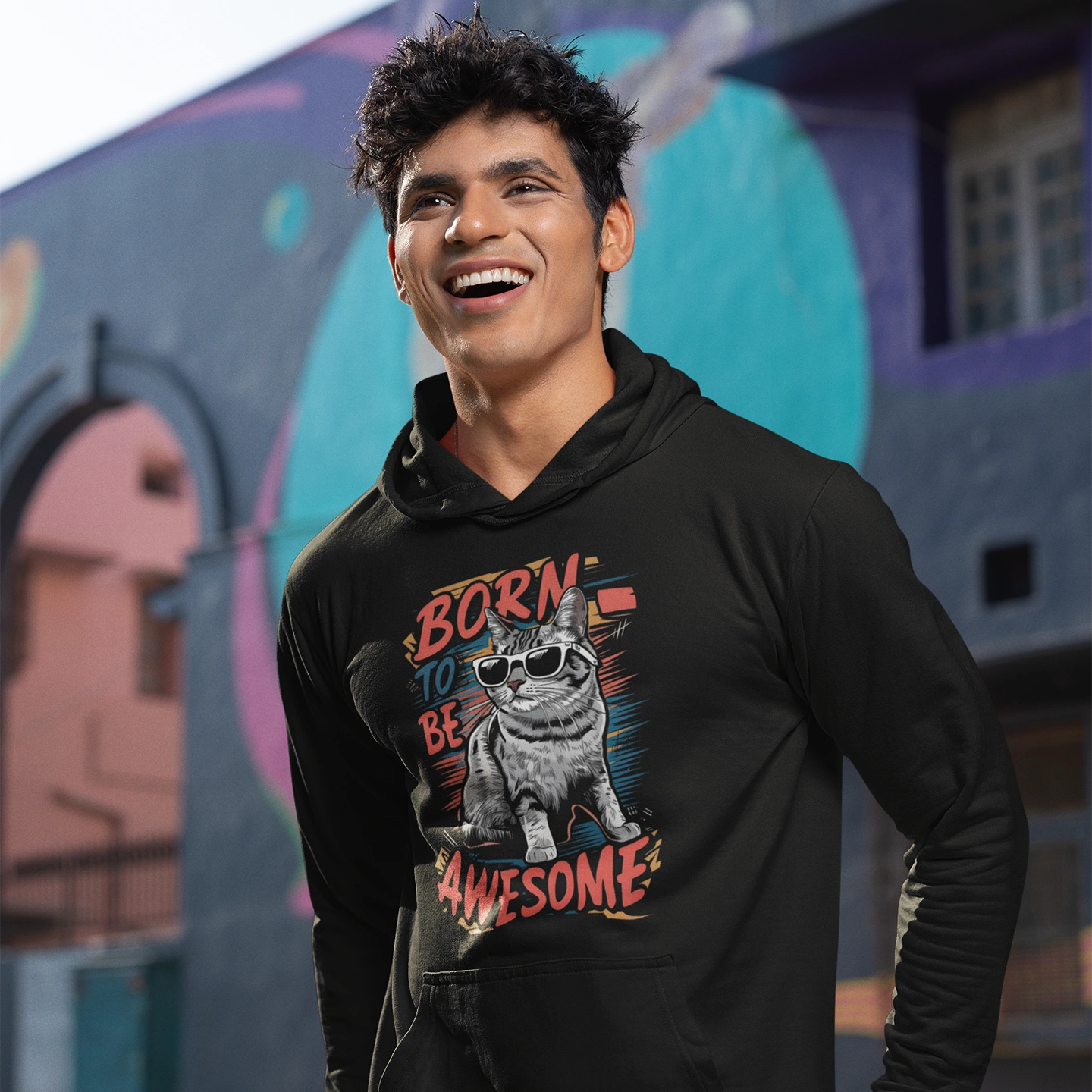 born to be awesome cat hoodie