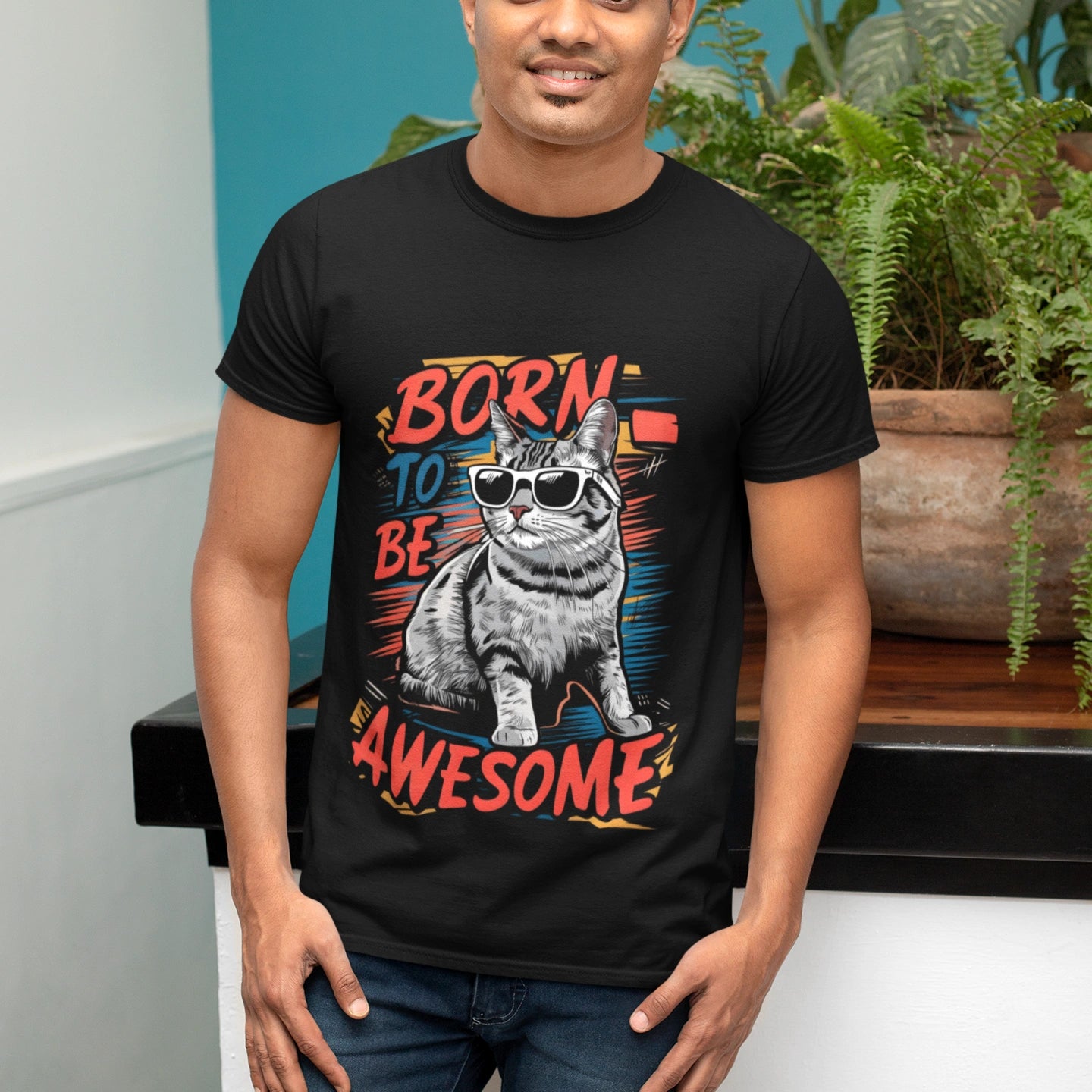 born to be awesome cat t shirt