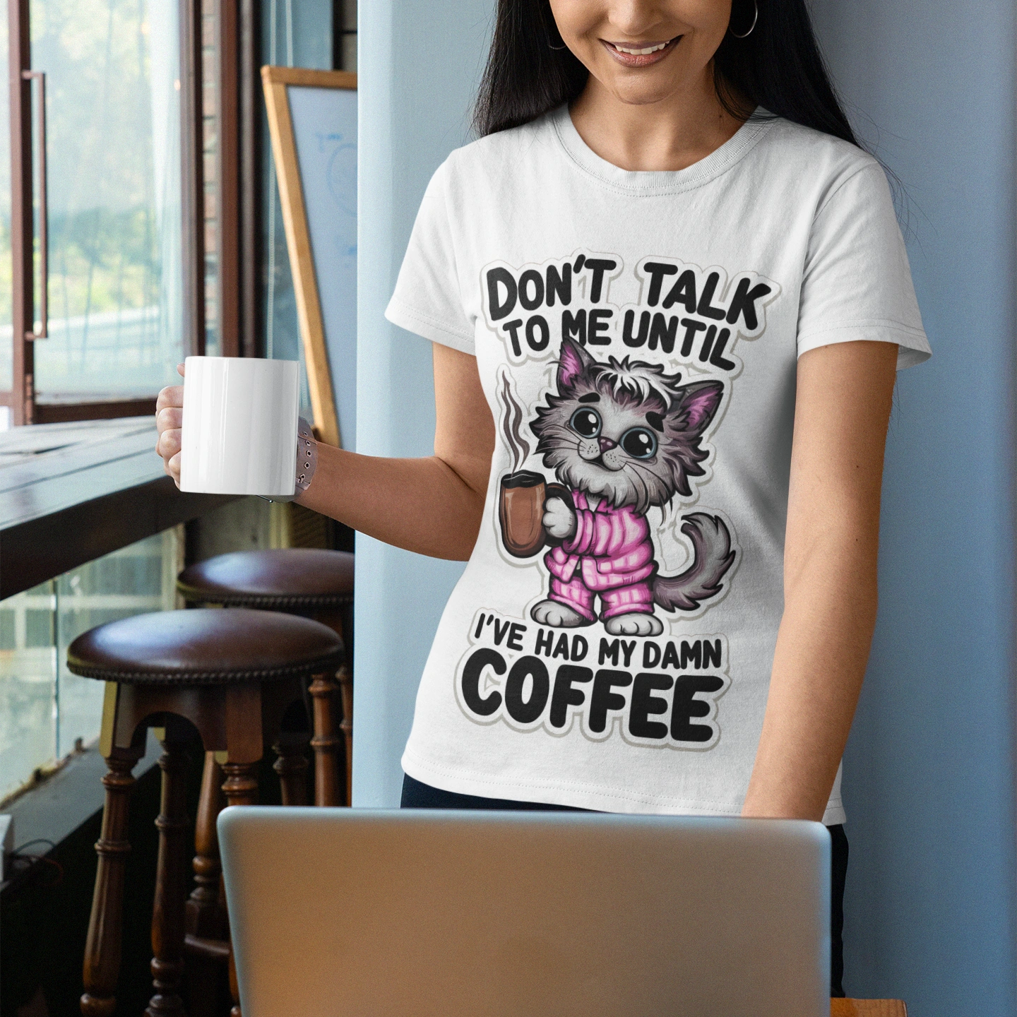 don't talk to me until i've had my damn coffee t shirt