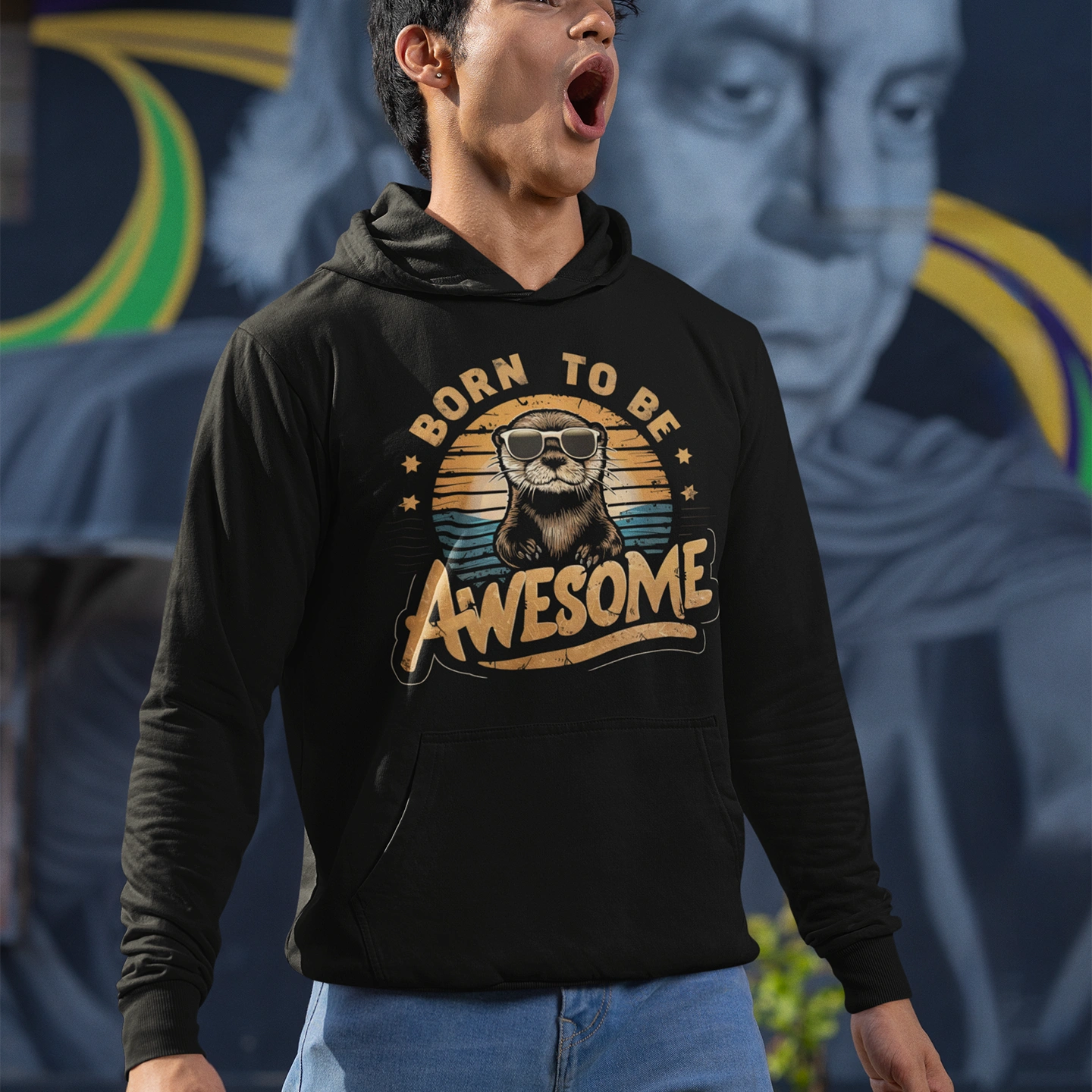 born to be awesome beaver hoodie