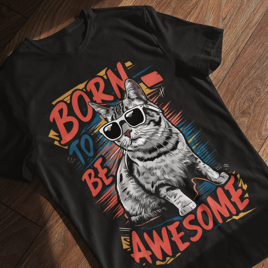 born to be awesome cat t shirt