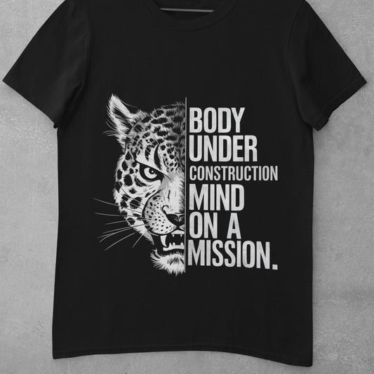 body under construction mind on a mission gym t shirt