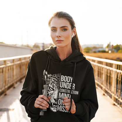 body under construction mind on a mission fitness hoodie