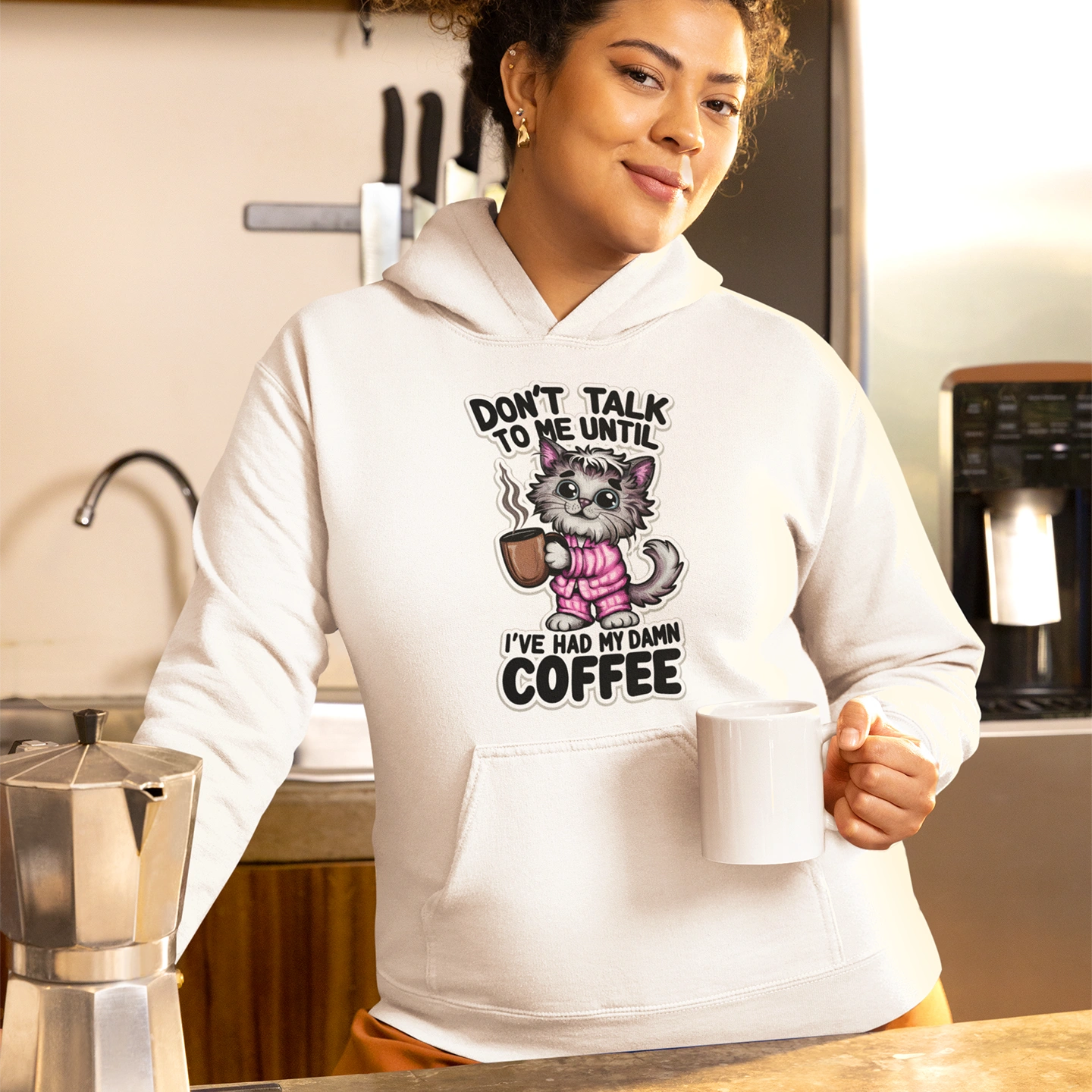 don't talk to me until i've had my damn coffee hoodie