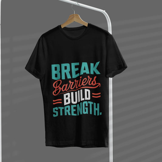 break barriers build strength gym t shirt