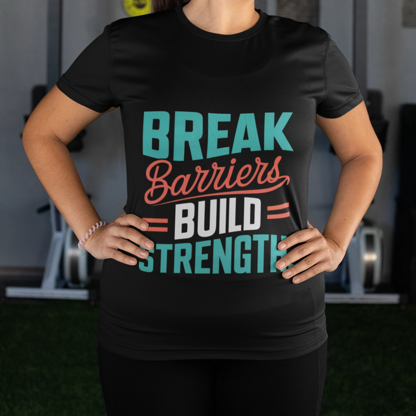 break barriers build strength gym t shirt